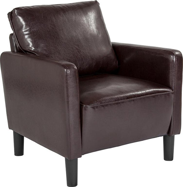 Flash Furniture Washington Park Upholstered Chair in Brown Leather - SL-SF918-1-BRN-GG