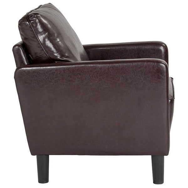 Flash Furniture Washington Park Upholstered Chair in Brown Leather - SL-SF918-1-BRN-GG