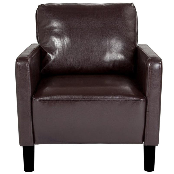 Flash Furniture Washington Park Upholstered Chair in Brown Leather - SL-SF918-1-BRN-GG