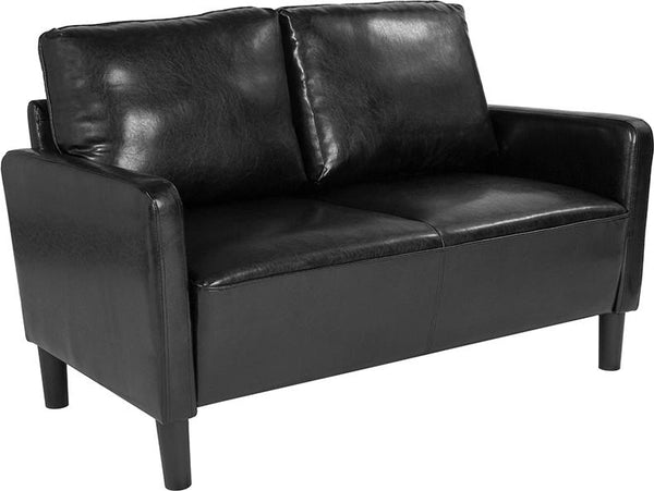 Flash Furniture Washington Park Upholstered Loveseat in Black Leather - SL-SF918-2-BLK-GG