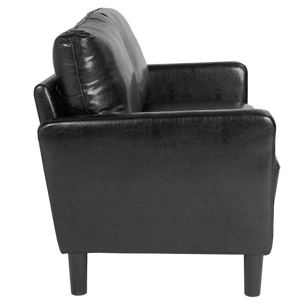 Flash Furniture Washington Park Upholstered Loveseat in Black Leather - SL-SF918-2-BLK-GG