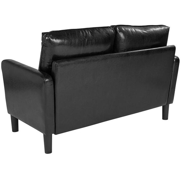 Flash Furniture Washington Park Upholstered Loveseat in Black Leather - SL-SF918-2-BLK-GG