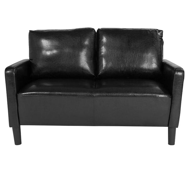 Flash Furniture Washington Park Upholstered Loveseat in Black Leather - SL-SF918-2-BLK-GG