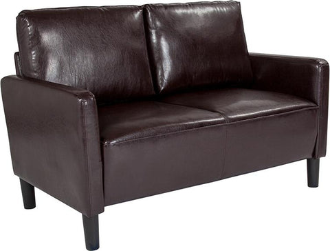 Flash Furniture Washington Park Upholstered Loveseat in Brown Leather - SL-SF918-2-BRN-GG