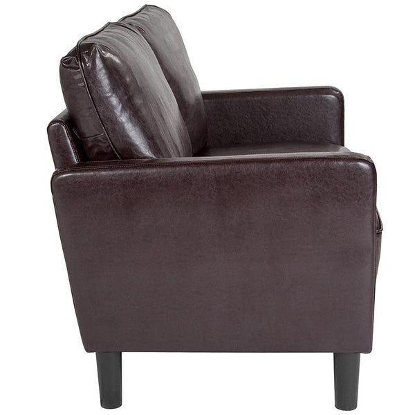 Flash Furniture Washington Park Upholstered Loveseat in Brown Leather - SL-SF918-2-BRN-GG