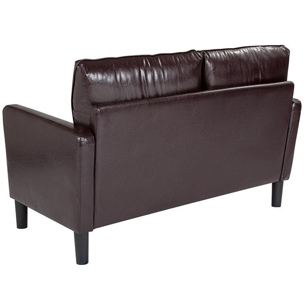 Flash Furniture Washington Park Upholstered Loveseat in Brown Leather - SL-SF918-2-BRN-GG