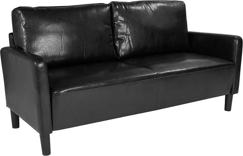 Flash Furniture Washington Park Upholstered Sofa in Black Leather - SL-SF918-3-BLK-GG