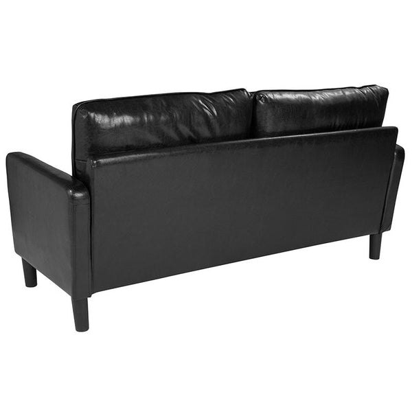 Flash Furniture Washington Park Upholstered Sofa in Black Leather - SL-SF918-3-BLK-GG