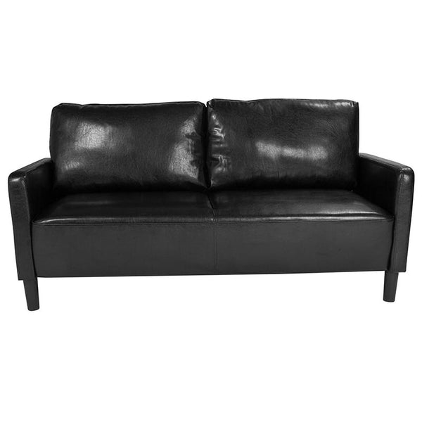 Flash Furniture Washington Park Upholstered Sofa in Black Leather - SL-SF918-3-BLK-GG