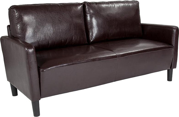 Flash Furniture Washington Park Upholstered Sofa in Brown Leather - SL-SF918-3-BRN-GG