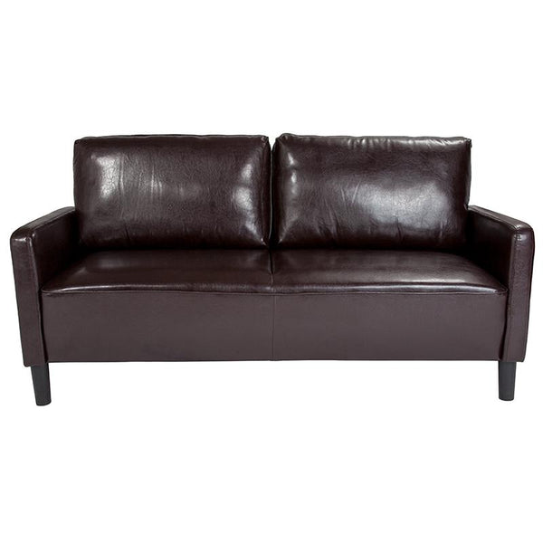 Flash Furniture Washington Park Upholstered Sofa in Brown Leather - SL-SF918-3-BRN-GG