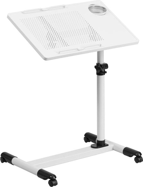 Flash Furniture White Adjustable Height Steel Mobile Computer Desk - NAN-JG-06B-WH-GG