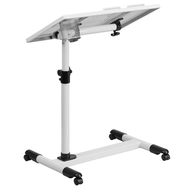 Flash Furniture White Adjustable Height Steel Mobile Computer Desk - NAN-JG-06B-WH-GG