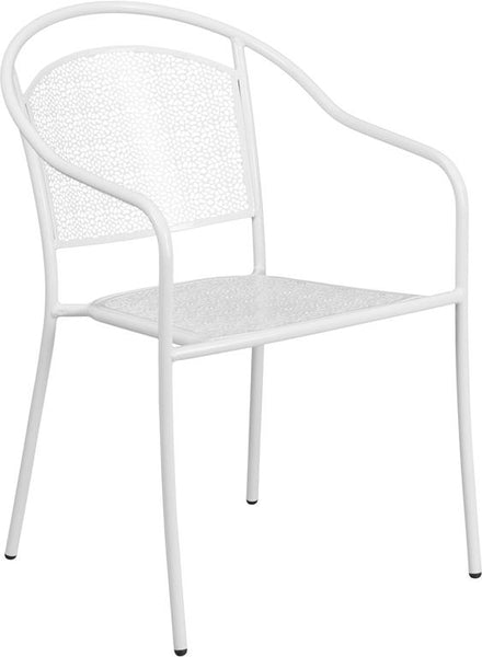 Flash Furniture White Indoor-Outdoor Steel Patio Arm Chair with Round Back - CO-3-WH-GG