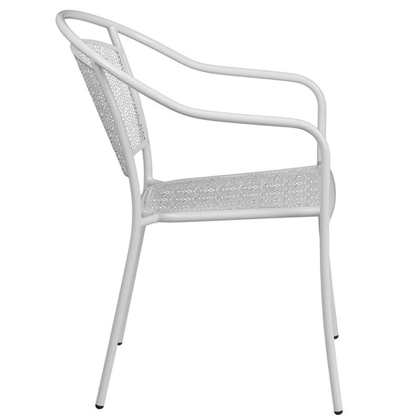 Flash Furniture White Indoor-Outdoor Steel Patio Arm Chair with Round Back - CO-3-WH-GG