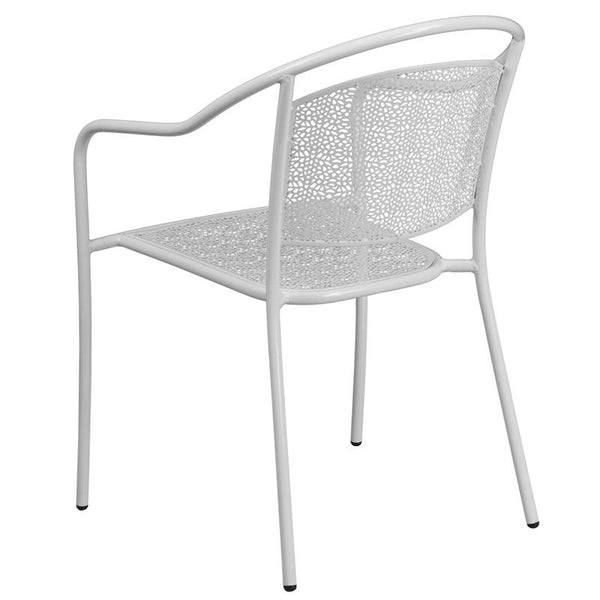 Flash Furniture White Indoor-Outdoor Steel Patio Arm Chair with Round Back - CO-3-WH-GG