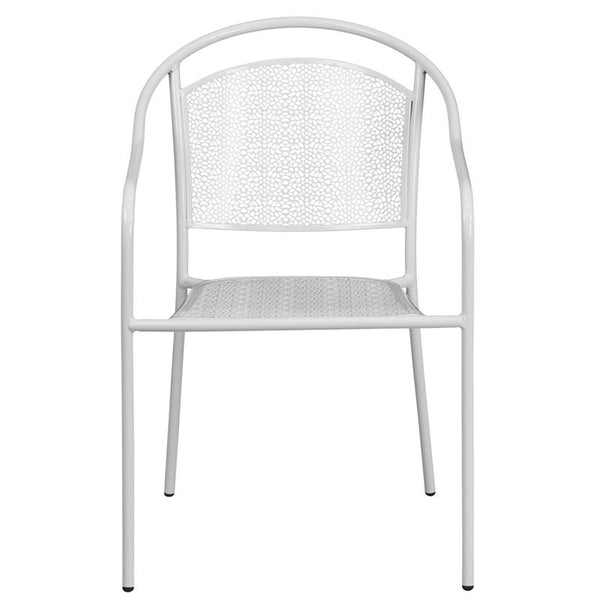 Flash Furniture White Indoor-Outdoor Steel Patio Arm Chair with Round Back - CO-3-WH-GG