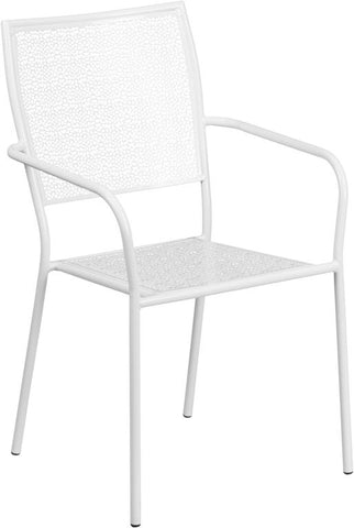 Flash Furniture White Indoor-Outdoor Steel Patio Arm Chair with Square Back - CO-2-WH-GG