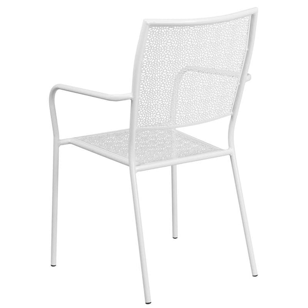Flash Furniture White Indoor-Outdoor Steel Patio Arm Chair with Square Back - CO-2-WH-GG