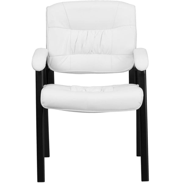 Flash Furniture White Leather Executive Side Reception Chair with Black Metal Frame - BT-1404-WH-GG