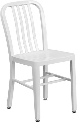 Flash Furniture White Metal Indoor-Outdoor Chair - CH-61200-18-WH-GG