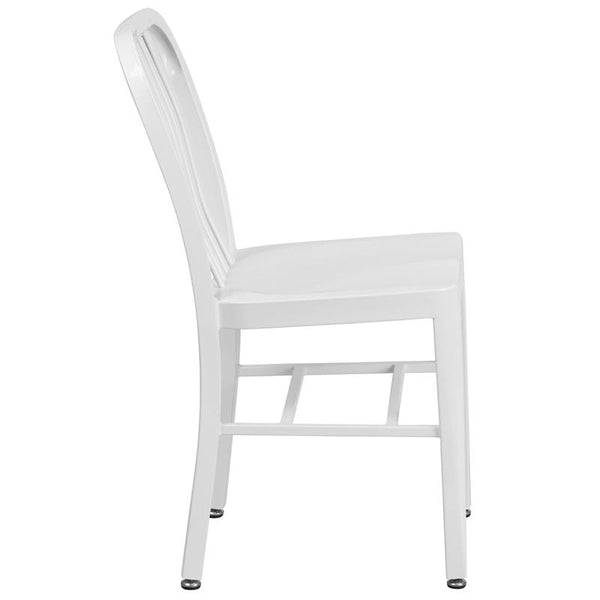 Flash Furniture White Metal Indoor-Outdoor Chair - CH-61200-18-WH-GG