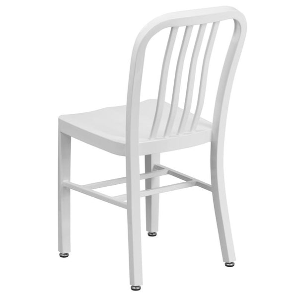 Flash Furniture White Metal Indoor-Outdoor Chair - CH-61200-18-WH-GG