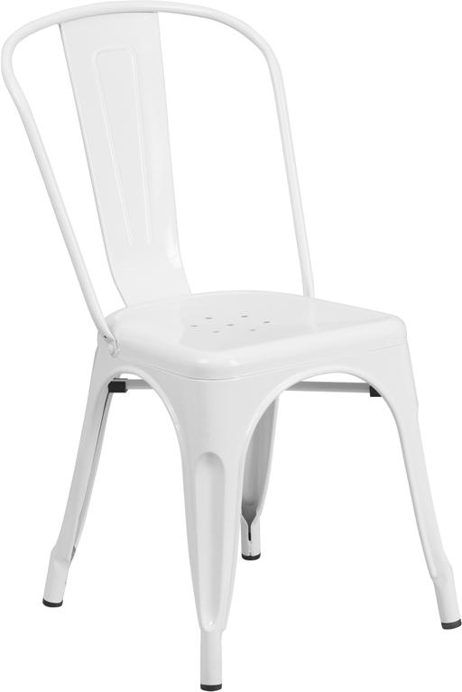 Flash Furniture White Metal Indoor-Outdoor Stackable Chair - CH-31230-WH-GG