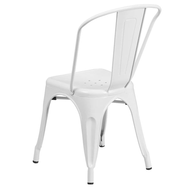 Flash Furniture White Metal Indoor-Outdoor Stackable Chair - CH-31230-WH-GG