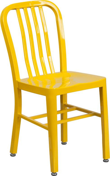 Flash Furniture Yellow Metal Indoor-Outdoor Chair - CH-61200-18-YL-GG