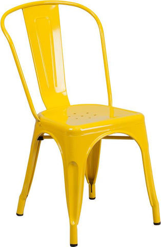 Flash Furniture Yellow Metal Indoor-Outdoor Stackable Chair - CH-31230-YL-GG