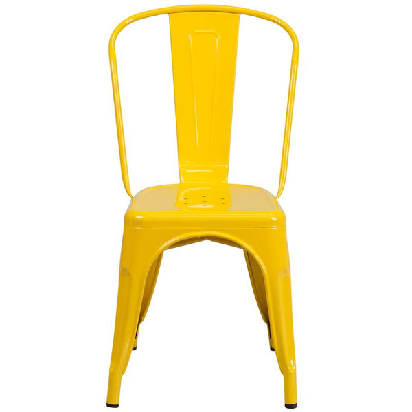 Flash Furniture Yellow Metal Indoor-Outdoor Stackable Chair - CH-31230-YL-GG