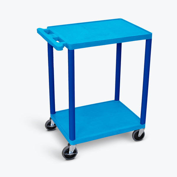 Luxor 2-Shelf Utility Cart 24"W x 18"D x 33.5"H (Blue) - HE32-BU