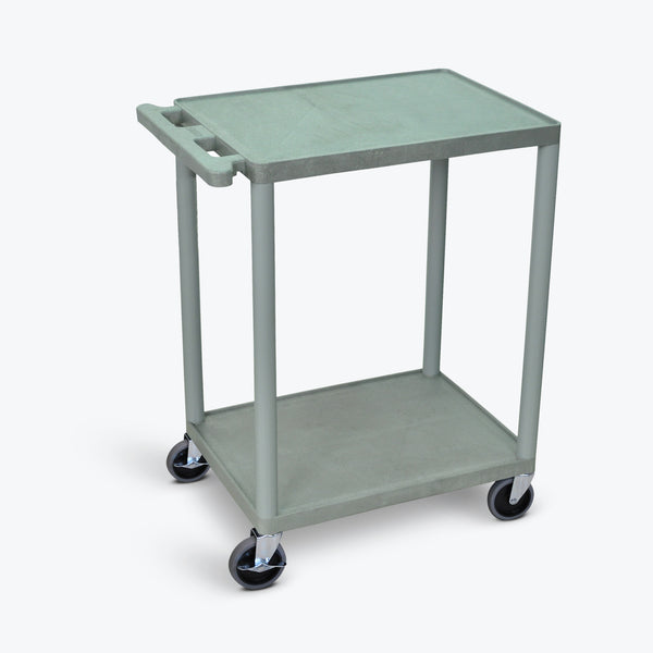 Luxor 2-Shelf Utility Cart 24"W x 18"D x 33.5"H (Gray) - HE32-G
