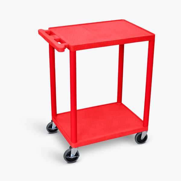 Luxor 2-Shelf Utility Cart 24"W x 18"D x 33.5"H (Red) - HE32-RD