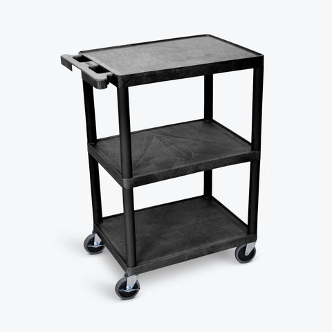Luxor 3-Shelf Utility Cart 24"W x 18"D x 34"H (Black) - HE34-B