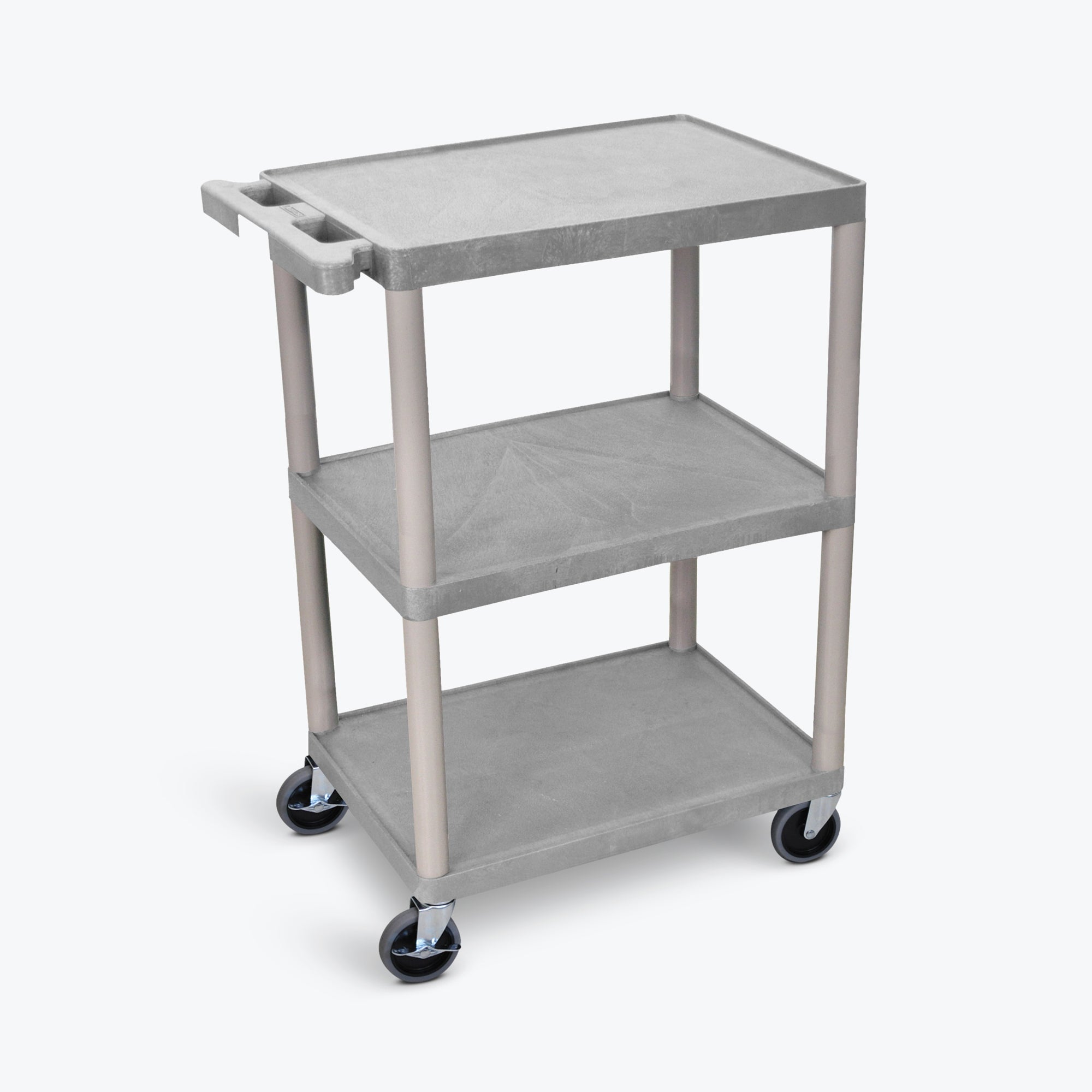 Luxor 3-Shelf Utility Cart 24"W x 18"D x 34"H (Gray) - HE34-G