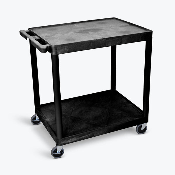 Luxor 2-Shelf Utility Cart 32"W x 24"D x 34.5"H (Black) - HE38-B