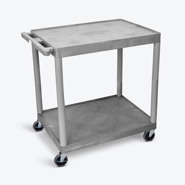 Luxor 2-Shelf Utility Cart 32"W x 24"D x 34.5"H (Gray) - HE38-G