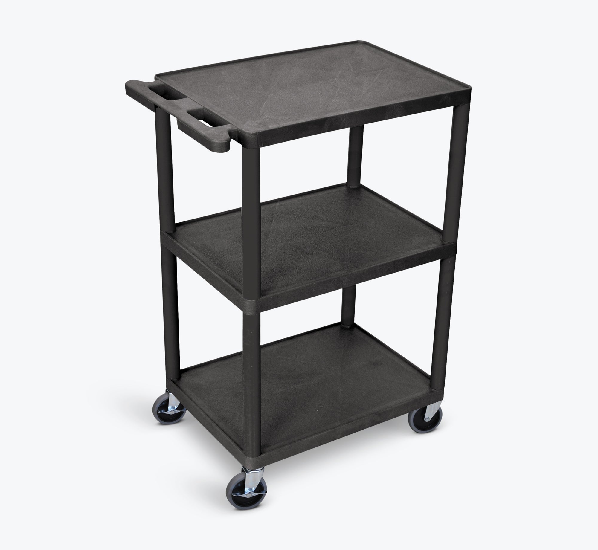 Luxor 3-Shelf Utility Cart 24"W x 18"D x 43"H (Black) - HE42-B