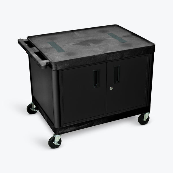 Luxor 27"H 2-Shelf AV Cart w/ Cabinet 32"W x 24"D x 27"H (Black) - LE27C-B