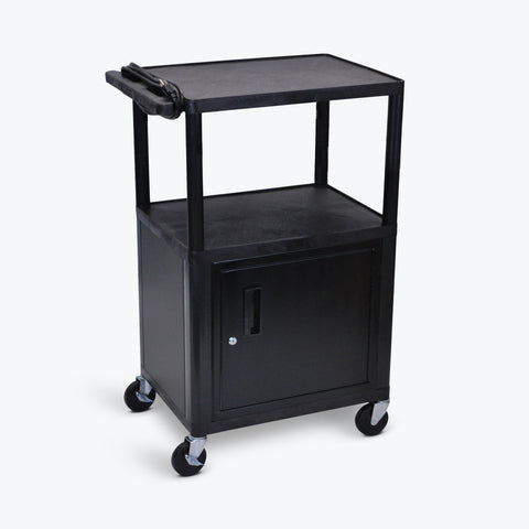 Luxor 41"H Endura 3-Shelf AV Cart w/ Cabinet 18"D x 24"W x 41"H (Black) - LE42C-B