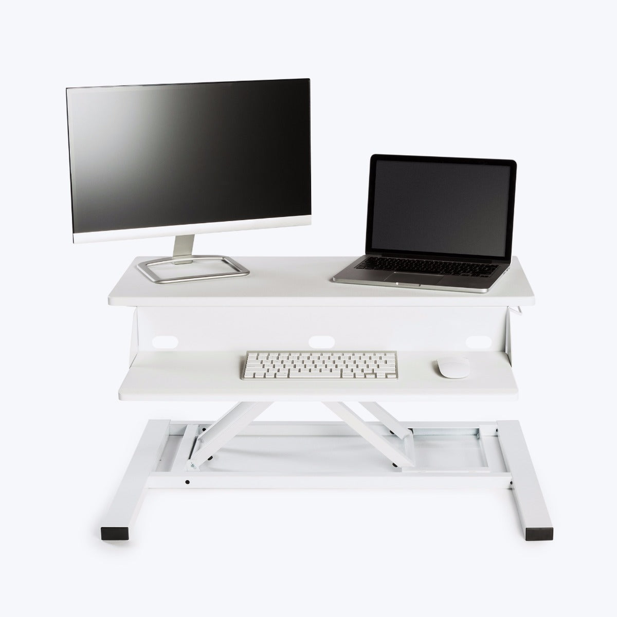 Luxor Pneumatic Standing Desk Converter 32"W x 23.5"D x 5.25" to 15.5"H (White) - CVTR PRO-WH