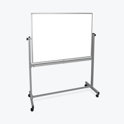 Luxor 48" x 36" Reversible Magnetic Whiteboard 51.5"W x 20.5"D x 65.5"H (Silver/White) - MB4836WW