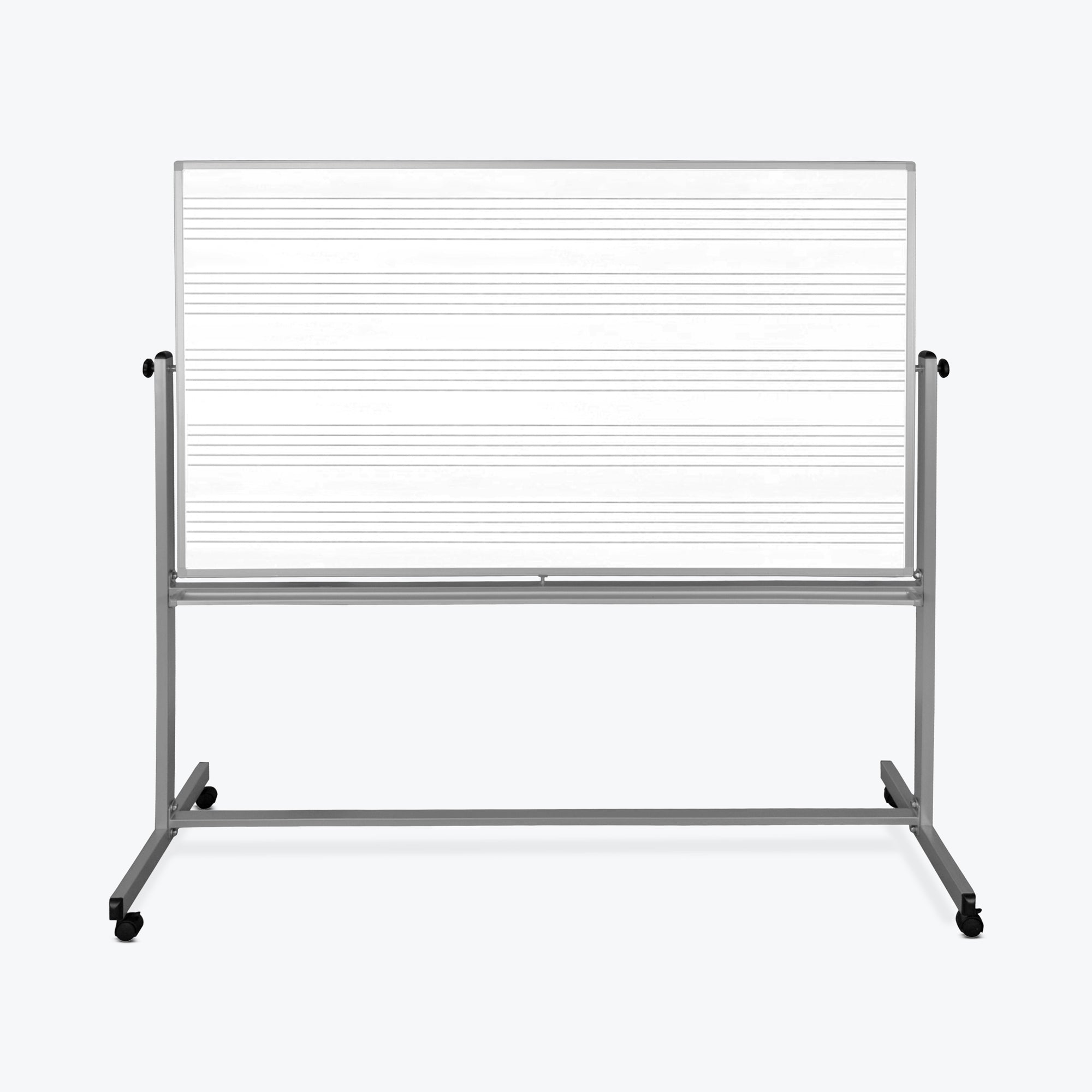 Luxor 72" x 48" Reversible Magnetic Mobile Music Whiteboard 74.5"W x 23"D x 72"H (Silver/White) - MB7248MM