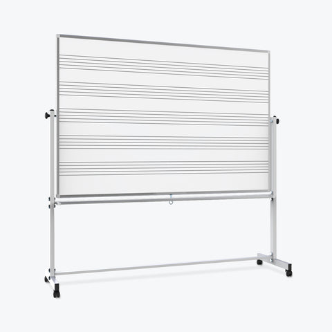 Luxor 72" x 48" Reversible Magnetic Mobile Music Whiteboard/Whiteboard 74.5"W x 23"D x 72"H (Silver/White) - MB7248MW
