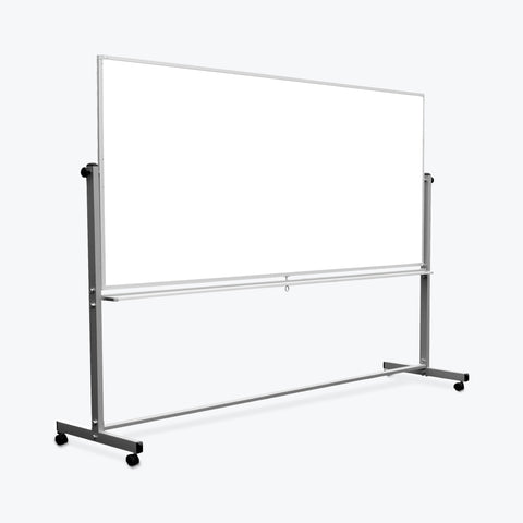Luxor 96" x 40" Reversible Magnetic Mobile Whiteboard 99"W x 23"D x 69"H (Silver/White) - MB9640WW