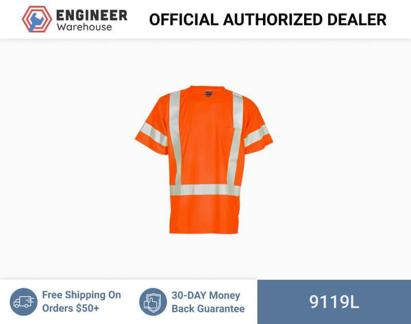 ML Kishigo Class 2 & Class 3 T-Shirts Short Sleeve Class 3 T-Shirt - Large - Orange - 9119L