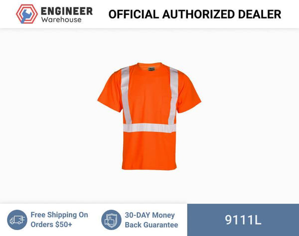ML Kishigo Class 2 T-Shirts Short Sleeve Class 2 T-Shirt - Economy - Large - Orange - 9111L