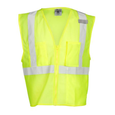 ML Kishigo Class 2 3-Pocket Zipper Mesh Vest 2XLarge (Lime) - 10852